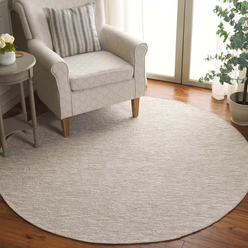 Tapis gris clair / ivoire Montauk 319, Rond 6 pi