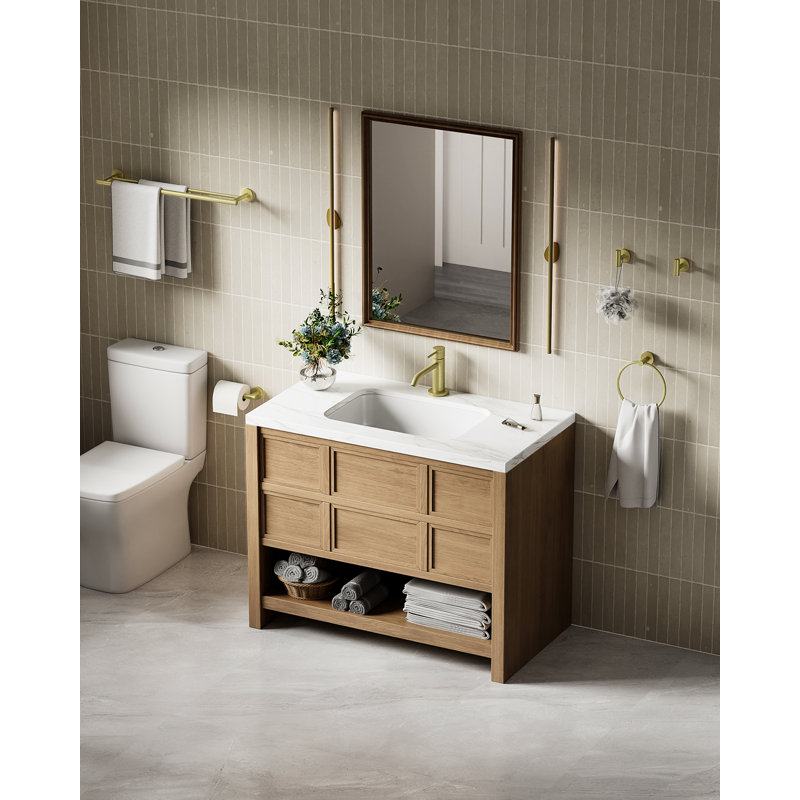 Radius 4-Piece Bathroom Hardware Set in Brushed Gold, Brushed Gold