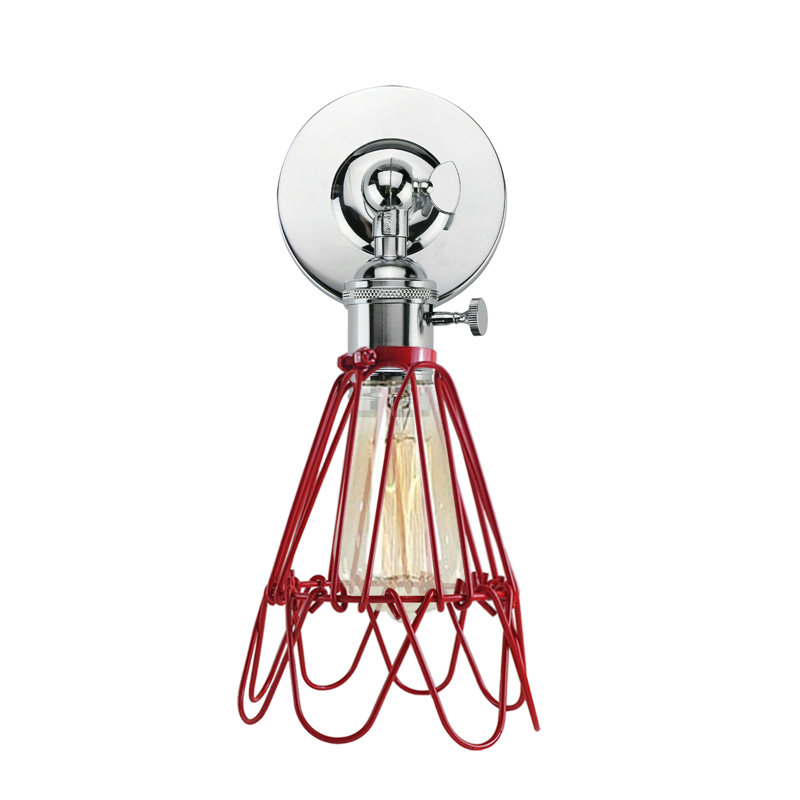 Bruckmann Wall Sconce, Chrome/Red, No