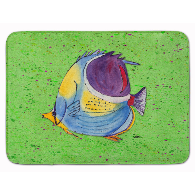Tapis pour salle de bain en mousse à mémoire de poisson tropical, Vert