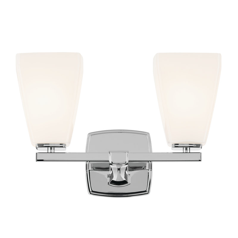 14.25" 2-Light Vanity Light with Water Glass, Chrome, Opal Etched