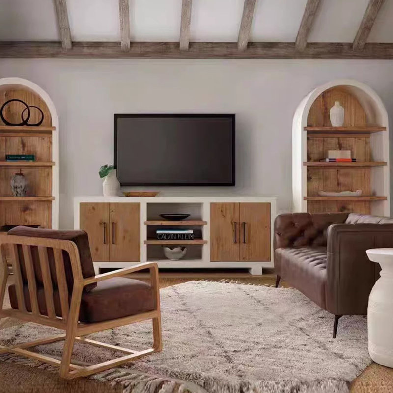 Vitrines en bois massif beige et Burlywood