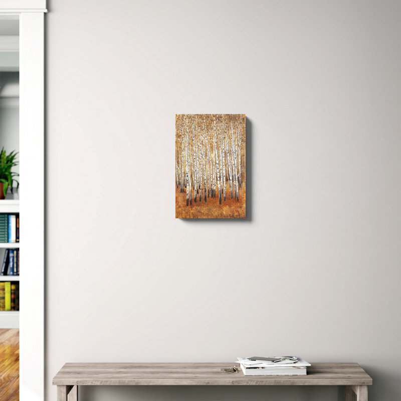 «Sienna Birches II», peinture sur toile, H 18 po x l 12 po
