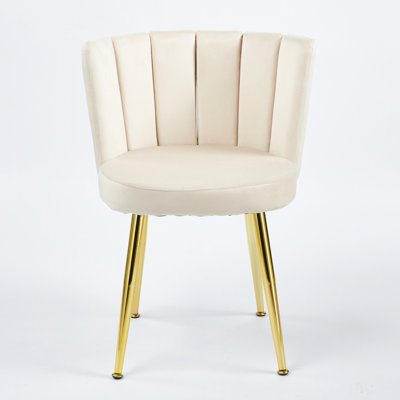 Modern White Dining Chair ( Of 2), Golden Color Iron Tube Legs, Velvet Back. Suitable For All Places. Ergonomic, Breathable, Easy To Build Cafe Items Different Decoration