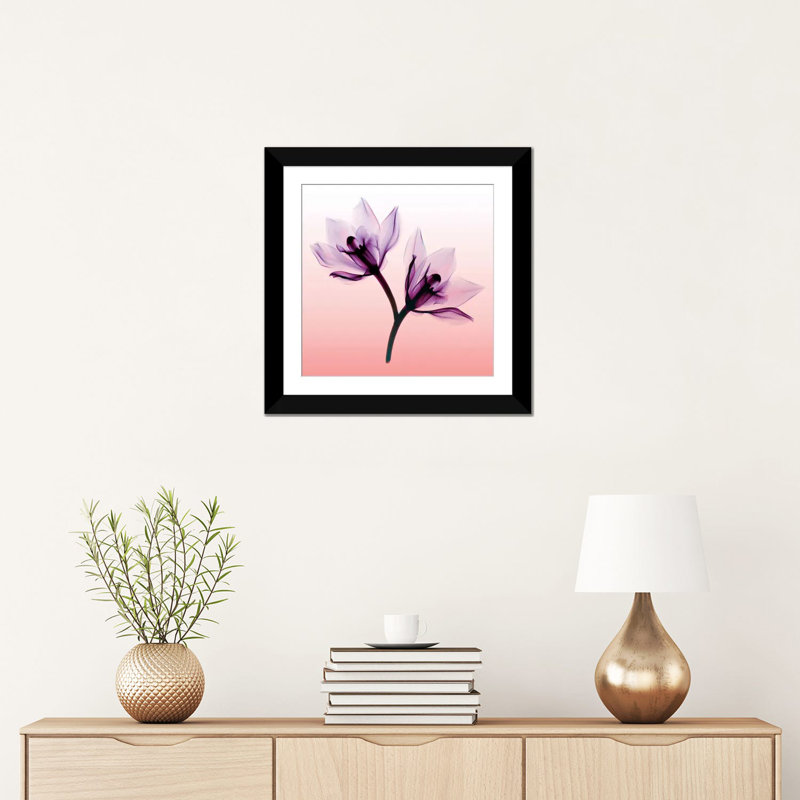 «Orchids II», impression sur toile, H 16 po x l 16 po x P 1 po, Papier avec cadre noir, Blanc