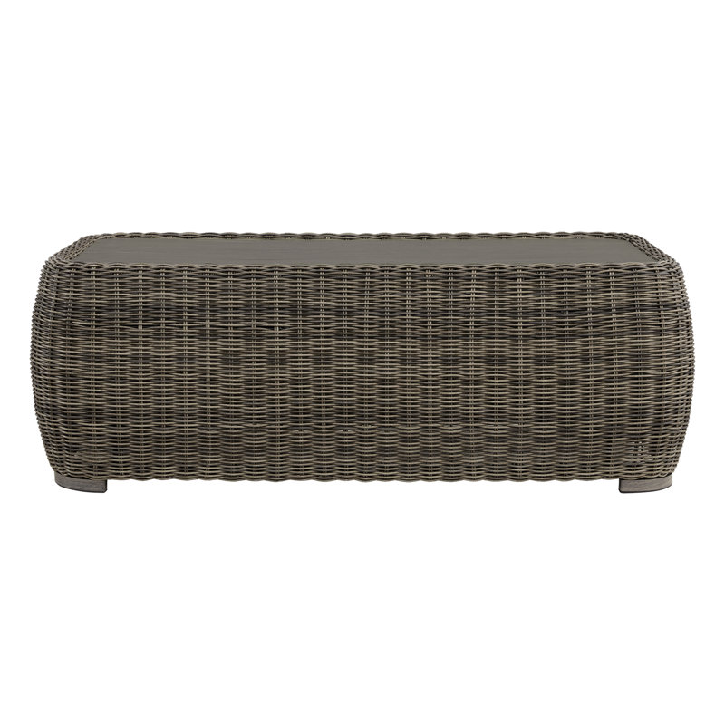 Table basse d'extérieur rectangulaire en osier, Gris brunâtre