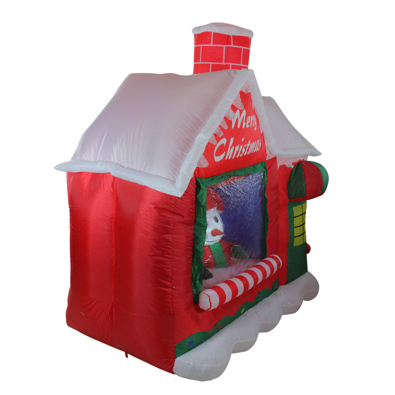 66" Pre-Lit Red and White Inflatable Santa's Workshop Outdoor Christmas Yard Decor