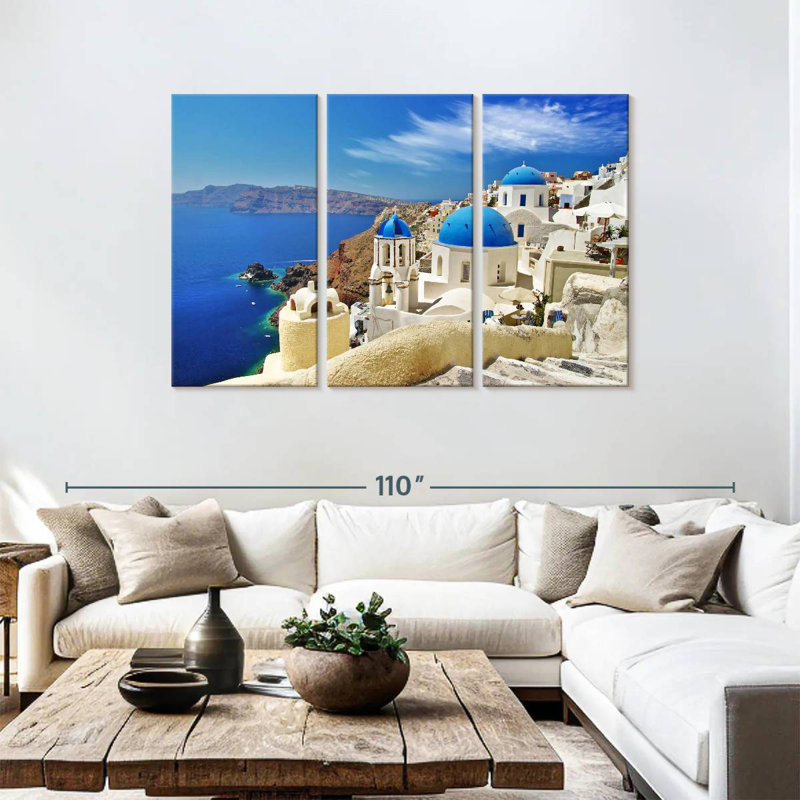Kavia Santorini Cliffside Caldera, 48" H x 74" W