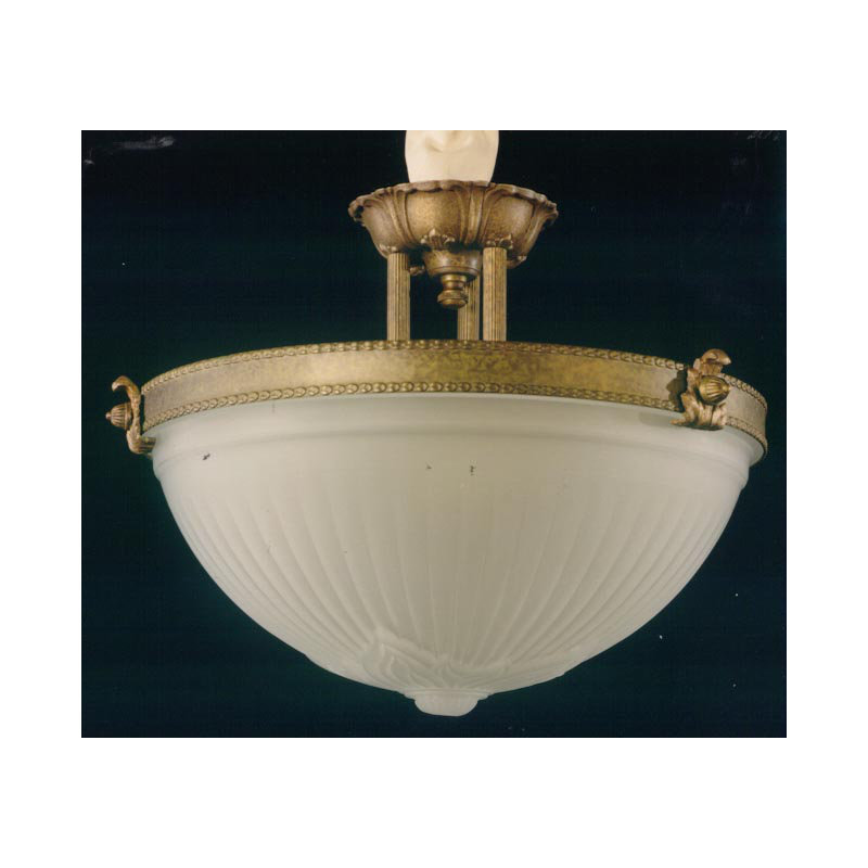 Delorenzo Glass Semi Flush Mount, French Gold