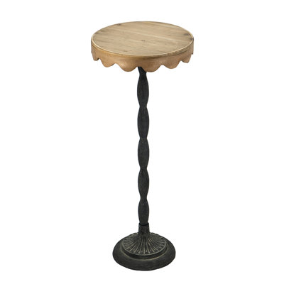 Table d'appoint réinventée en fer noir et bois festonné brun, comme support pour plante, 11,9 po x 11,9 po x 29,5 po, 5,6 lb, plateau en bois requis pour l'assemblage