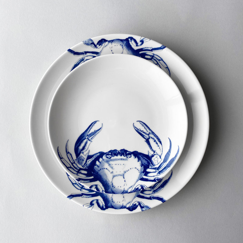 Crabs Handmade Porcelain Salad/Dessert Plate