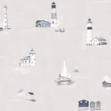 Deauville 2 Nautical Lighthouse and Sailboats 33' L x 21" W Smooth Wallpaper Roll