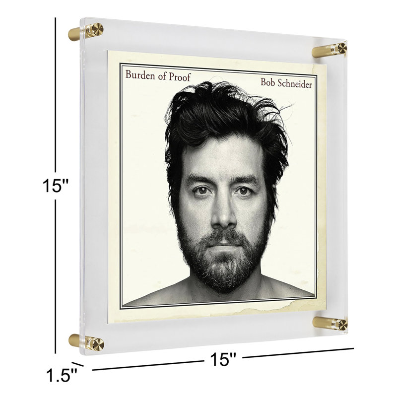 Record Album Frame With 12X12" Square Acrylic Mat (For Sleeve Or Vinyl) With Silver Hardware, Gold
