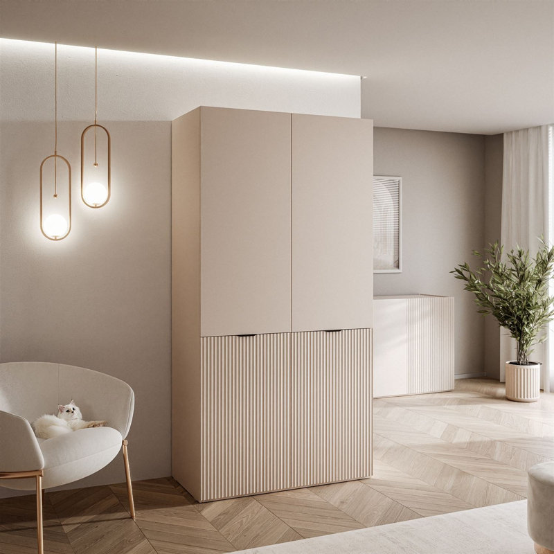 Manufactured Wood Wardrobe, Sandy Beige