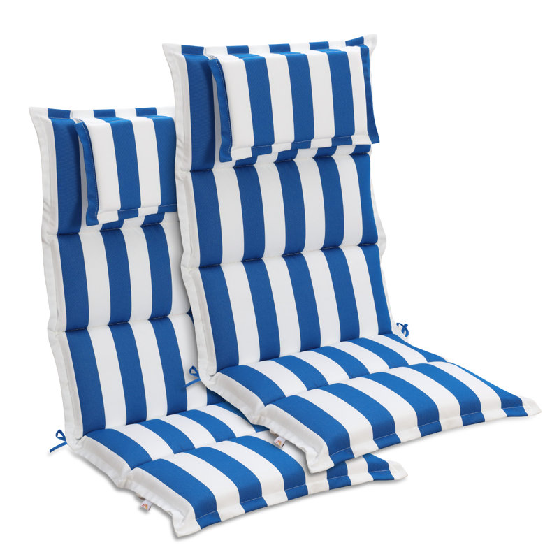  Ensemble de coussins de chaise de patio à haut dossier de 2, 47 x 21 x 2,4 po, Bleu