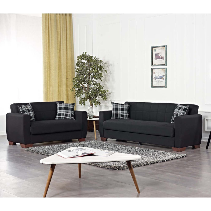 Causeuse convertible avec rangement Primenest Nexaro Collection, Chenille noir