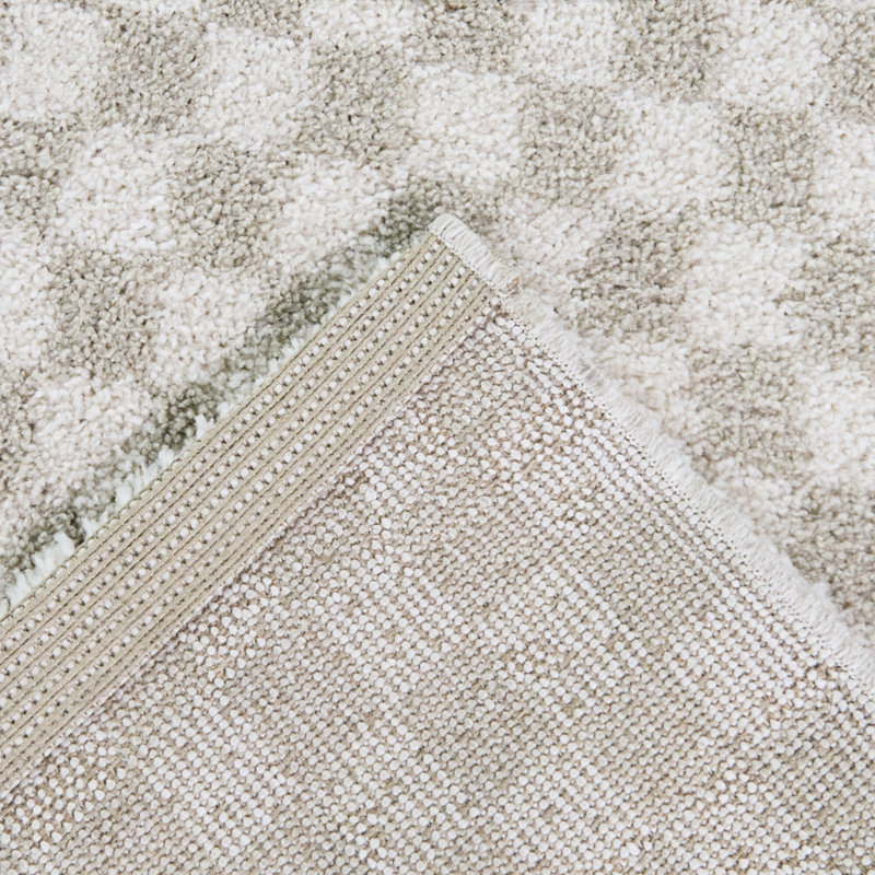 Bashein Cream Micro Check Area Rug, Rectangle 7'10" x 10'