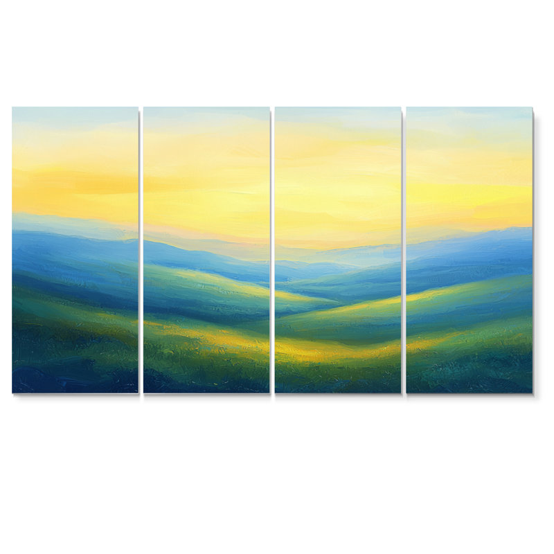 «Rolling Hills At Dawn IV», campagne, art mural - ensemble d'art mural de campagne, H 32 po x l 64 po, 4