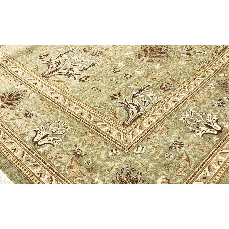 Tapis vert clair noué à la main de haute qualité