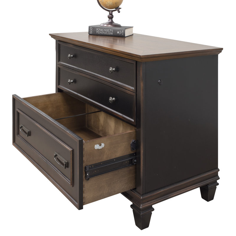 Sereda 36'' Wide 2 -Drawer File Cabinet, Black/Brown