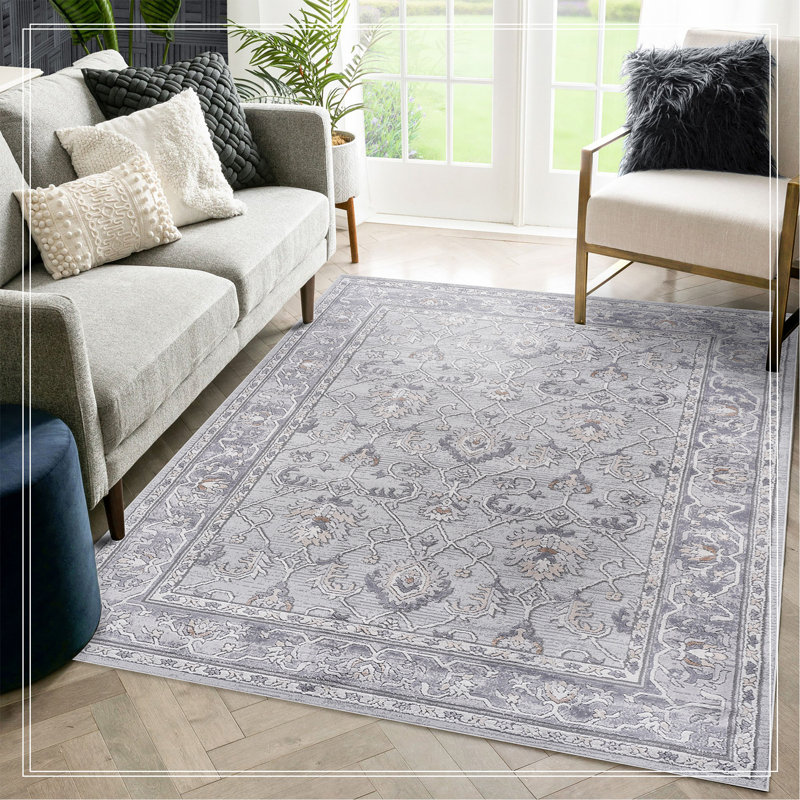Ivory/Grey/Oriental Non-Shedding Living Room Bedroom Dining Home Office Stylish And Stain Resistant Area Rug