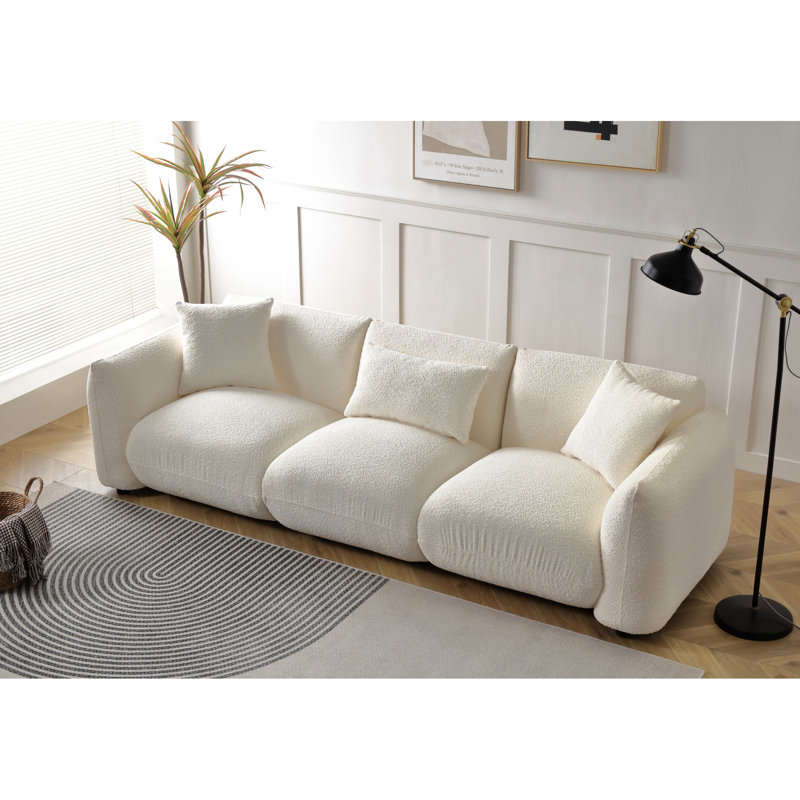 Beige dans un design moderne Mid-Century, 3 - ergonomique pour le salon et le canapé de la chambre à coucher, revêtement confortable à thème de longue durée