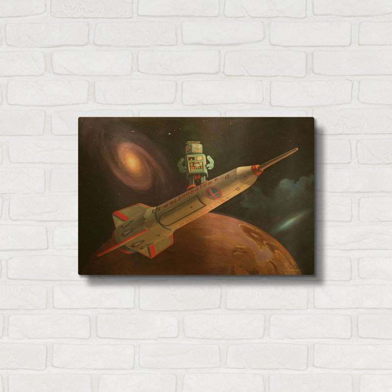 «Rocket Surfer» par Eric Joyner, art mural en métal doré, 24 po x 16 po, 24"x16"