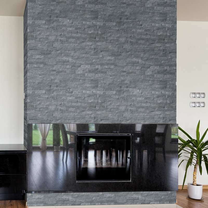 Stonecrest 6 in. x 18 in. Split Face Natural Stone Ledger Corner Wall Tile, Noir