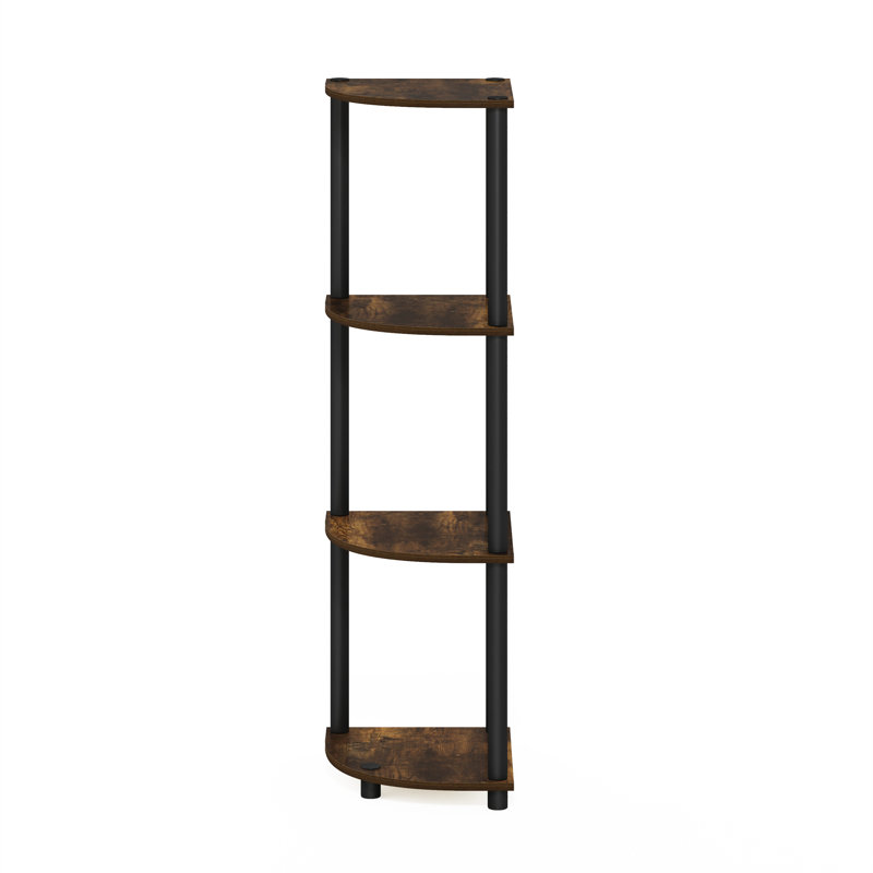 Elvin Corner Shelving Bookcase, Amber Pine/Black