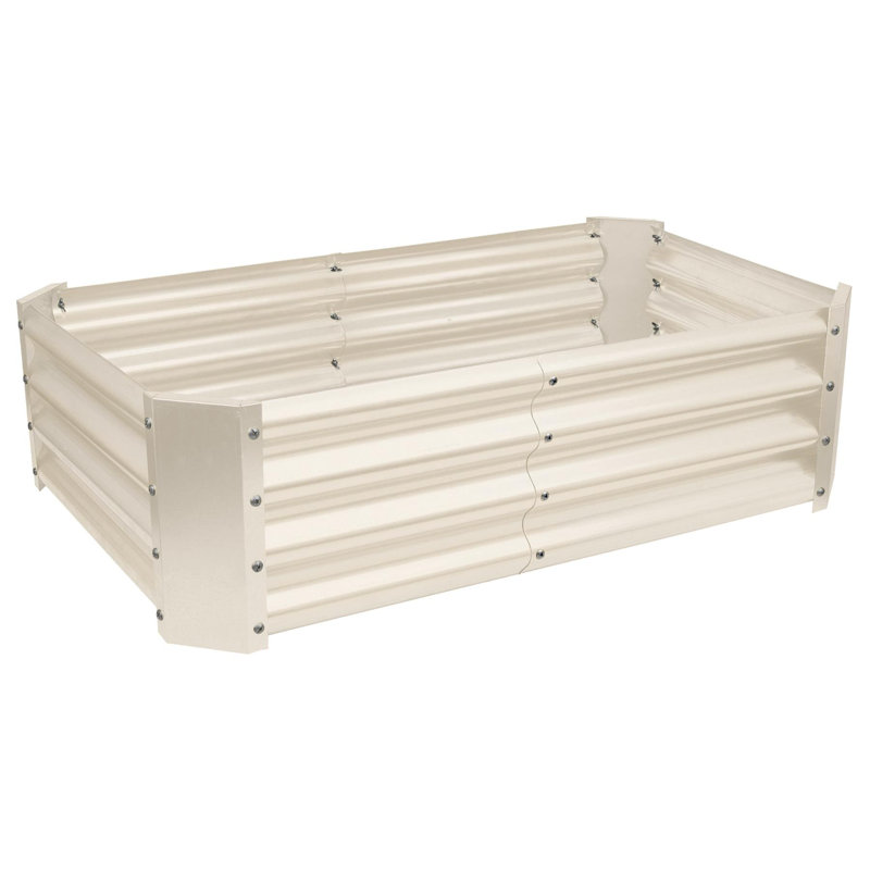 Harbour Housewares - Rectangular Galvanised Steel Raised Garden Bed Planter - Ivory, 30cm H x 120cm W x 60cm D, 1