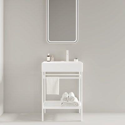 Meuble-lavabo autoportant avec lavabo en céramique