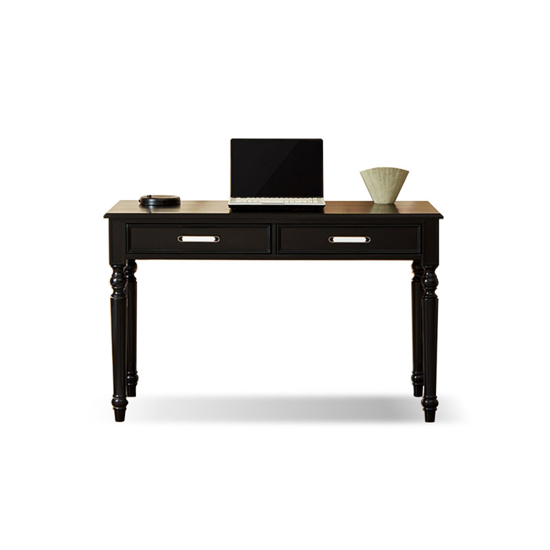 Bureau d'écriture rectangulaire en bois massif noir avec tiroirs, H 29,9 po x l 47,2 po x P 19,7 po