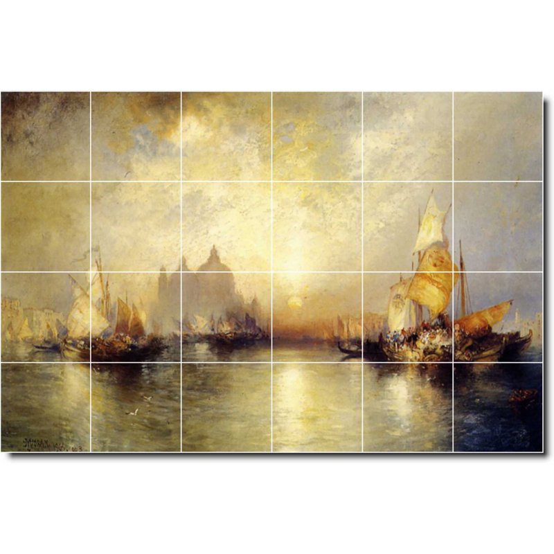 Carreau de céramique décorative 36 po x 24 po 6 po x 6 po, Bord de l'eau 06351