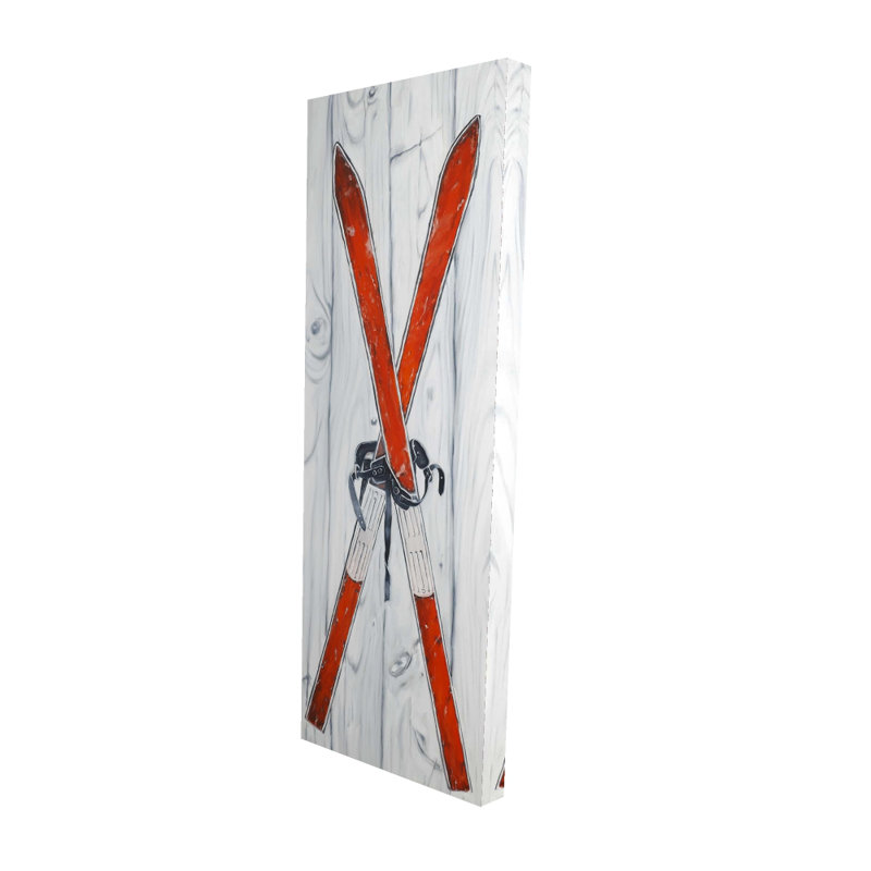 « rétro red ski », reproduction de peinture à l’acrylique sur toile tendue, H 60 po x l 20 po x P 1,5 po