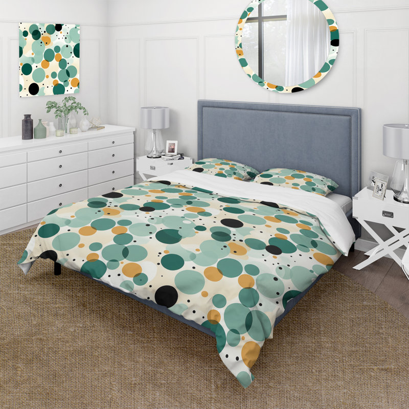 Literie à pois Zen Serenity, Housse de couette pour grand lit et 2 taies décor