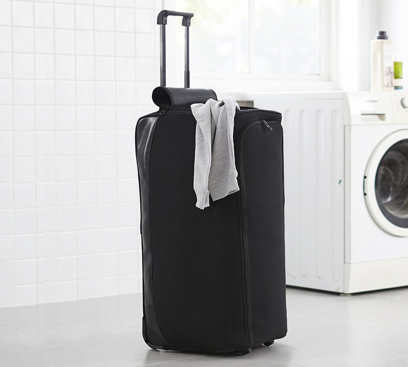 Fabric Rolling Laundry Hamper with Handles, Black