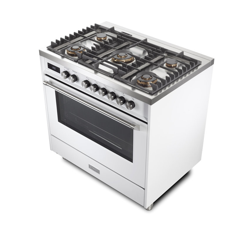 Verona Ultima 36" 5 Burner Single Dual Fuel Range, White