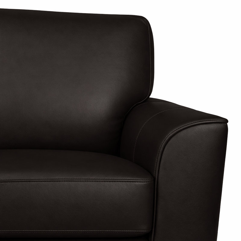 Ensemble de canapé et de chaise en cuir Nadin de qualité supérieure avec coussins de dossier moelleux de couleur espresso