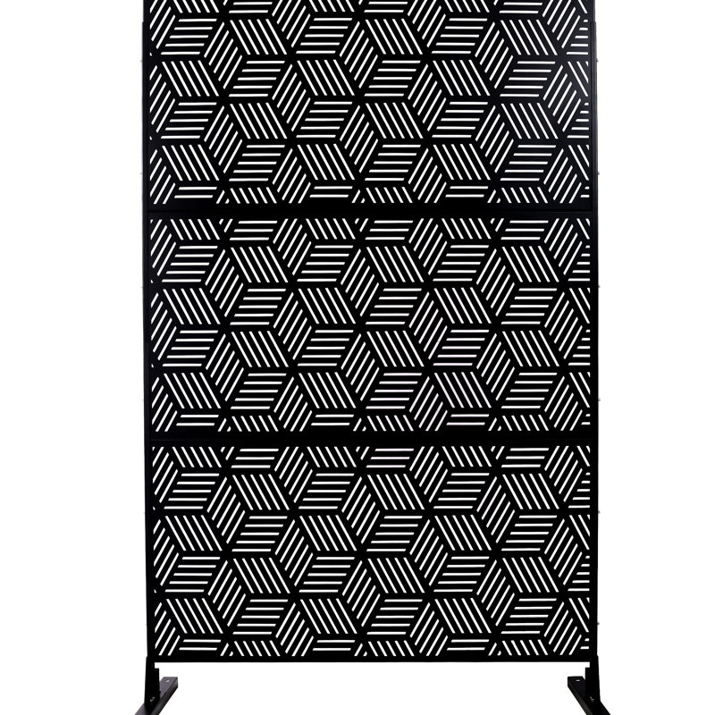 Paravent métallique autoportant de 193 cm de haut et 122 cm de large, idéal pour terrasse, balcon ou patio. Embellit l'intérieur comme l'extérieur. Finition rouille. Parfait pour le salon ou le dressing.