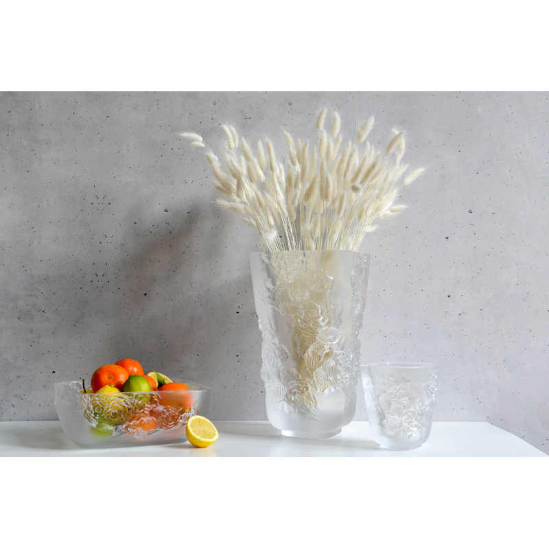 Pivoines Handmade Crystal Table Vase, Clear, 13.66" H x 8.23" W x 8.23" D