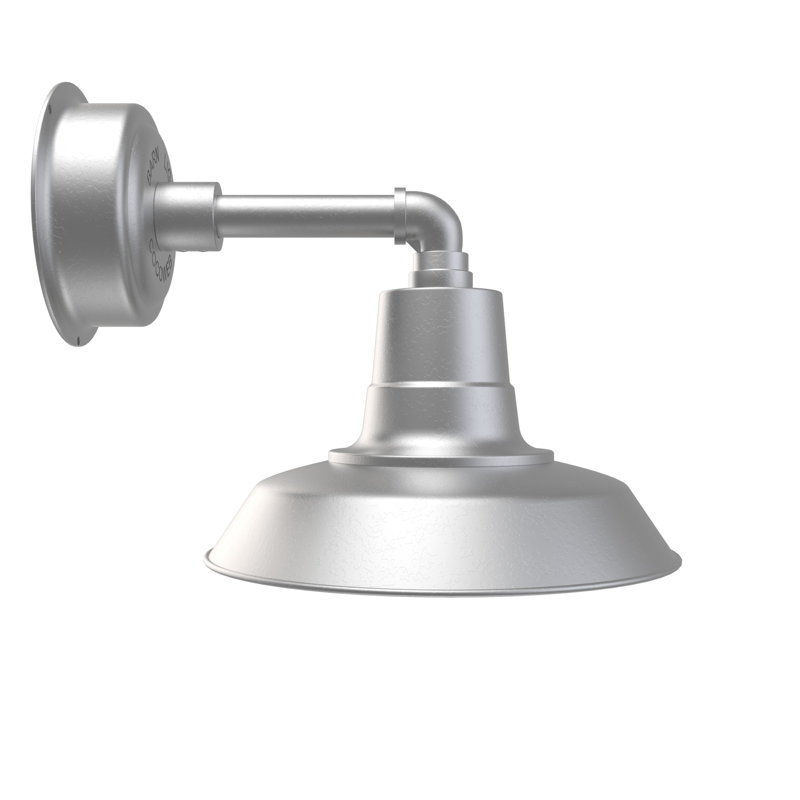 Luminaire de grange à intensité variable 1 lumière DEL Tamia, H 10,58 po x l 12 po x P 23,75 po, Argent galvanisé
