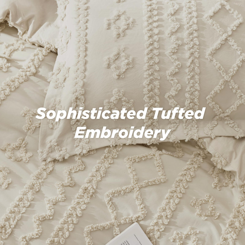 Ensemble de literie Boho, Beige, Housse de couette et insert très grand + 2 très 