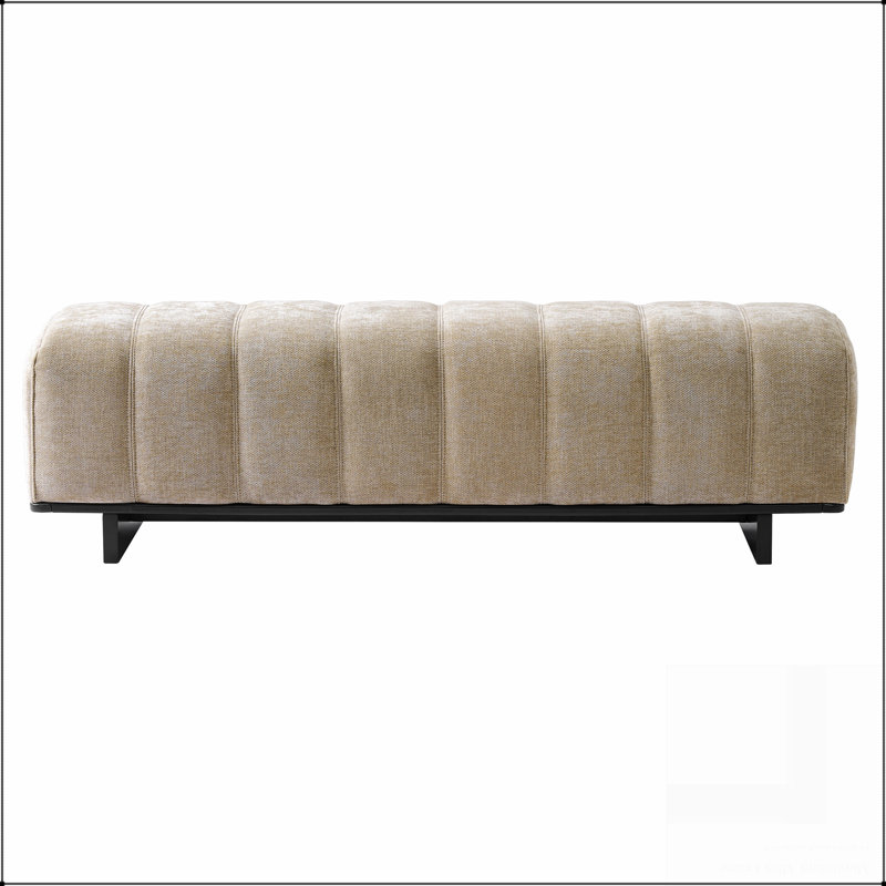 Banc de salle à manger d'intérieur, banc en tissu de chenille avoine avec pieds en bois d'hévéa, 250 lb, siège confortable pour la salle à manger / salon