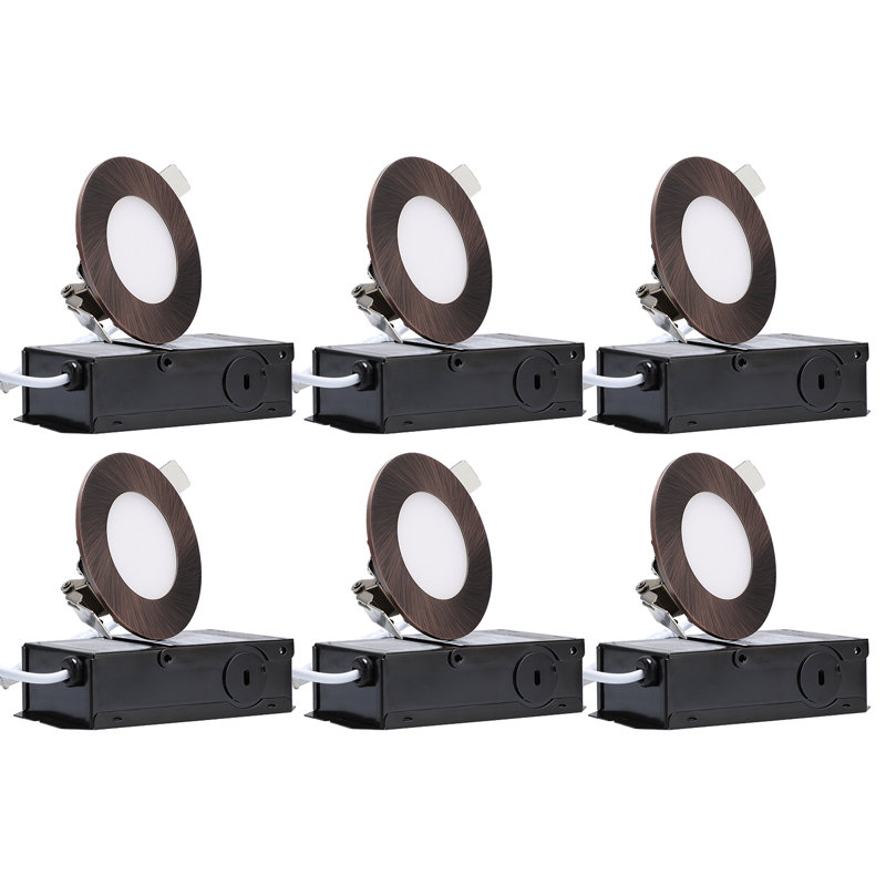 Éclairage encastré à DEL ultra mince 3,35 po 7W avec J-Box 2700K blanc doux