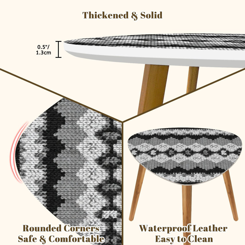 Ensemble de 2 tables basses triangulaires gigantesques Navajo aztec sud-ouest géométrique sans soudure noir et blanc