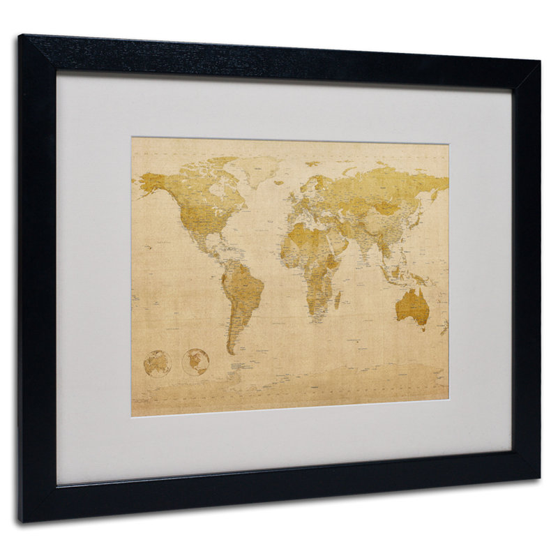 « world map antique » par michael thompsett, impression sur toile, H 16 po x l 20 po, Noir
