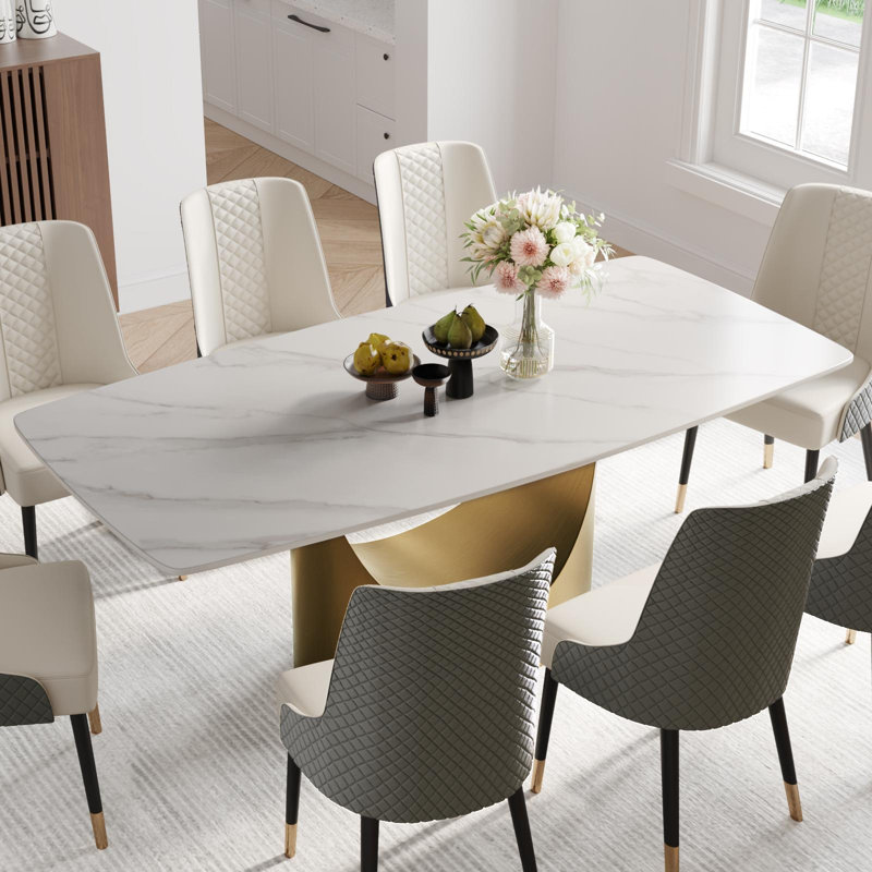 Table de salle à manger Diandra, H 30,7 po x L 70,87 po x l 35,43 po, Blanc, Brun