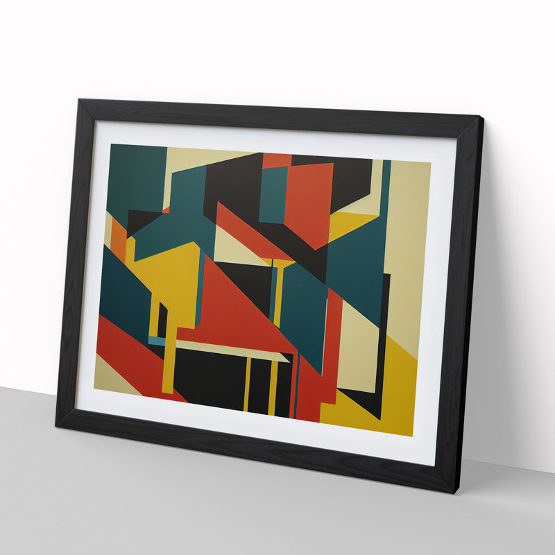 Abstract Bauhaus Art Vol.2 - Single Picture Frame Print, Black Framed, 46cm H x 64cm W x 2cm D