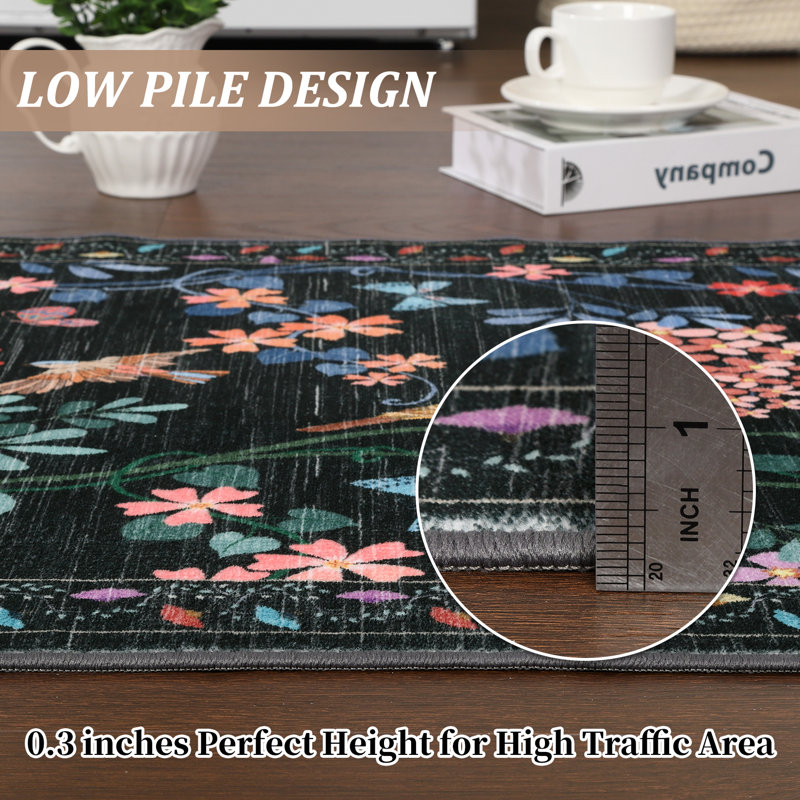 Area Rugs Machine Washable Area Rug for Living Room, , Vintage Distressed Accent Rug Non-Slip Non-Shedding Soft Carpet, Stain Resistant Low-Pile Foldable Print Floor Mat for Office Home Decor