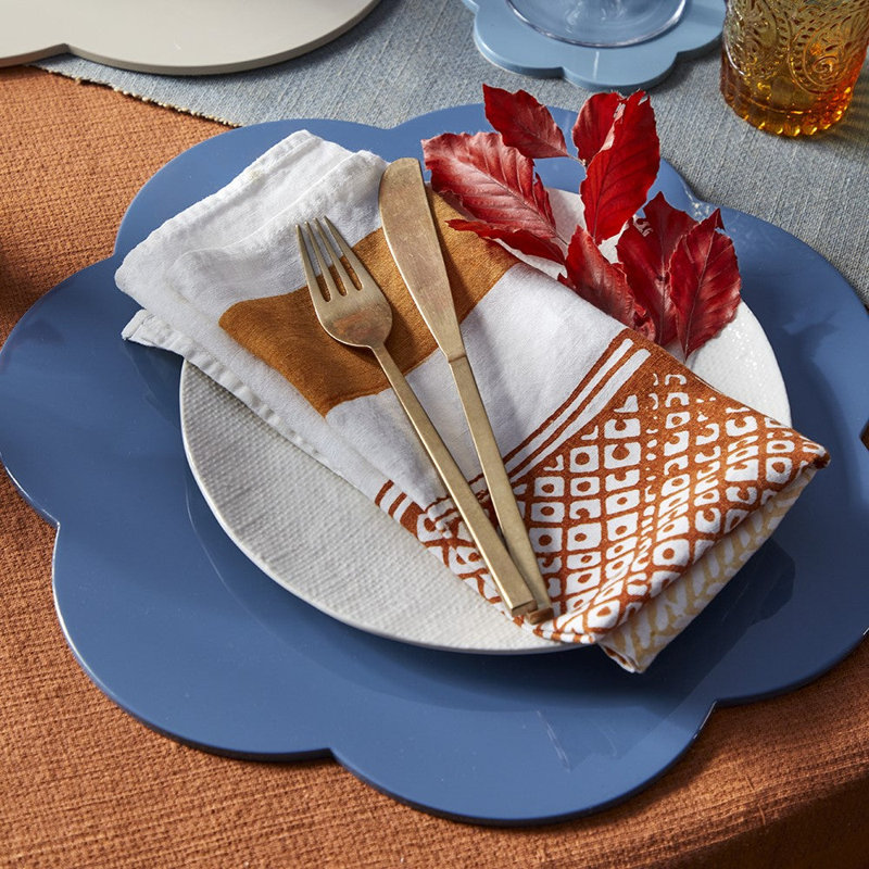 Napperon Laquer, 16,14 po x 16,14 po, Bleu Chambray